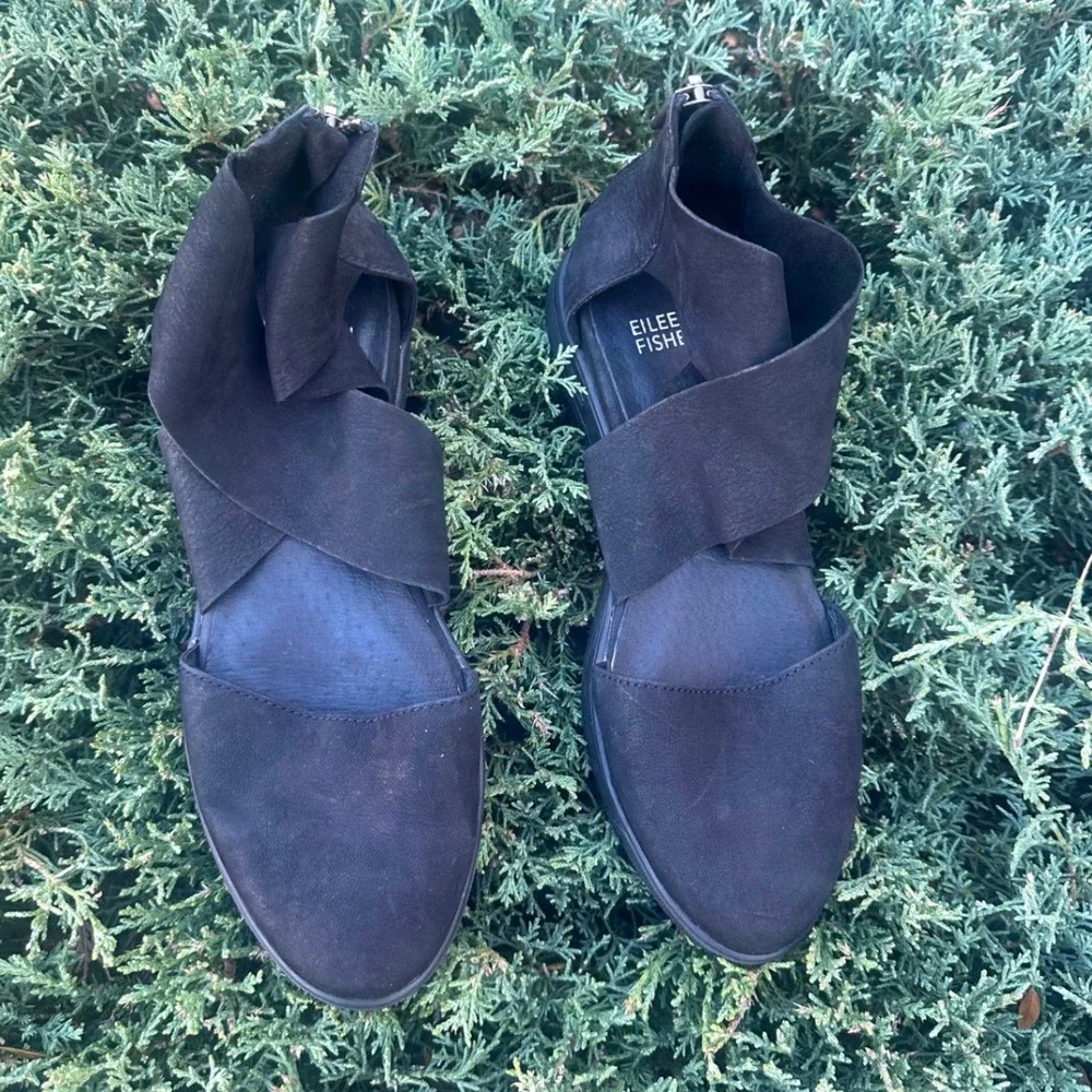 Eileen Fisher Carver Tumbled‎ Nubuck Sneaker Sandals Women's Size 6.5 Black